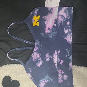 LULULEMON  Flow Y Long-Line Tank Top in Navy Tie Dye With U Of MI Logo